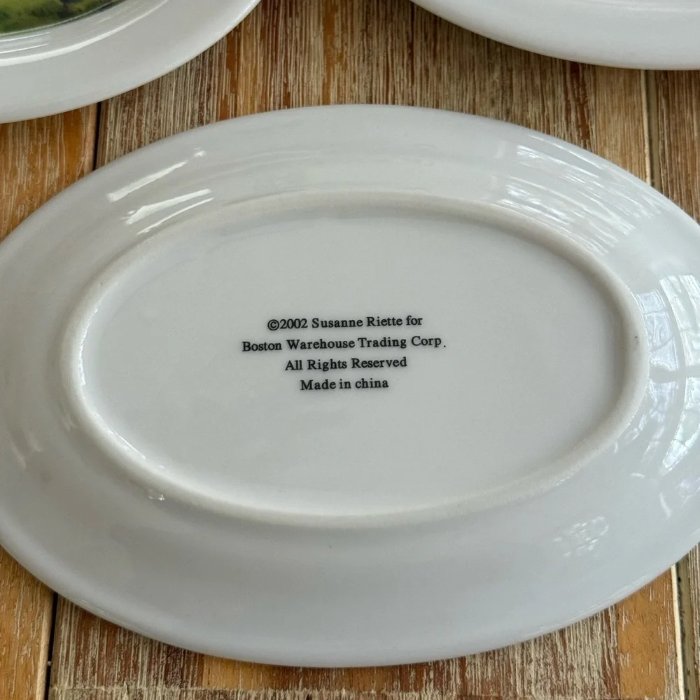 Vintage Susanne Riette Boston Warehouse Hand-Painted Tid Bit Plates Set of Four
